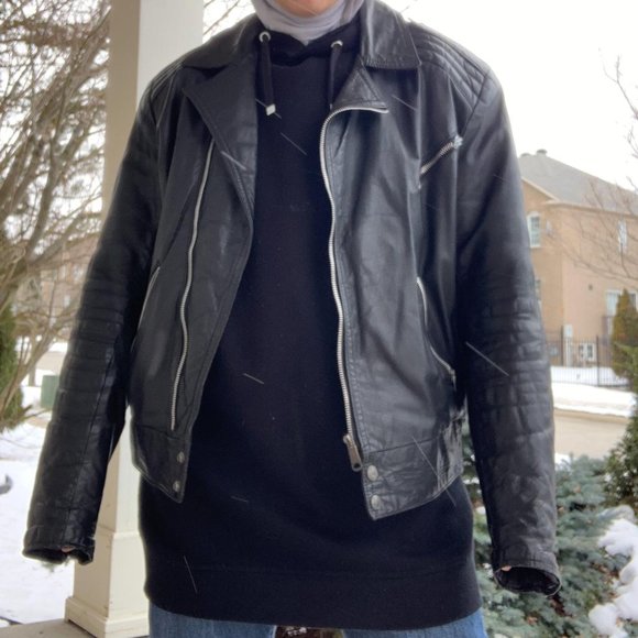VINTAGE MEN'S 100% GENUINE LEATHER JACKET! - Picture 1 of 4